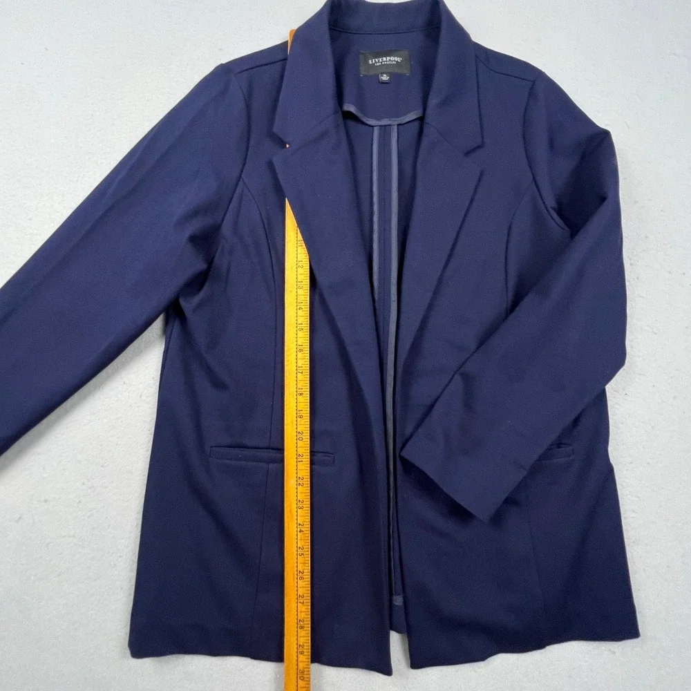 Liverpool Blazer Women XL Cadet Blue Open Front Ponte Knit Professional